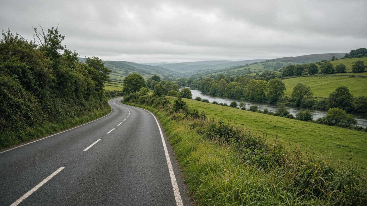 Countryside road in County Meath. Supporting photograph of the local driving environment.